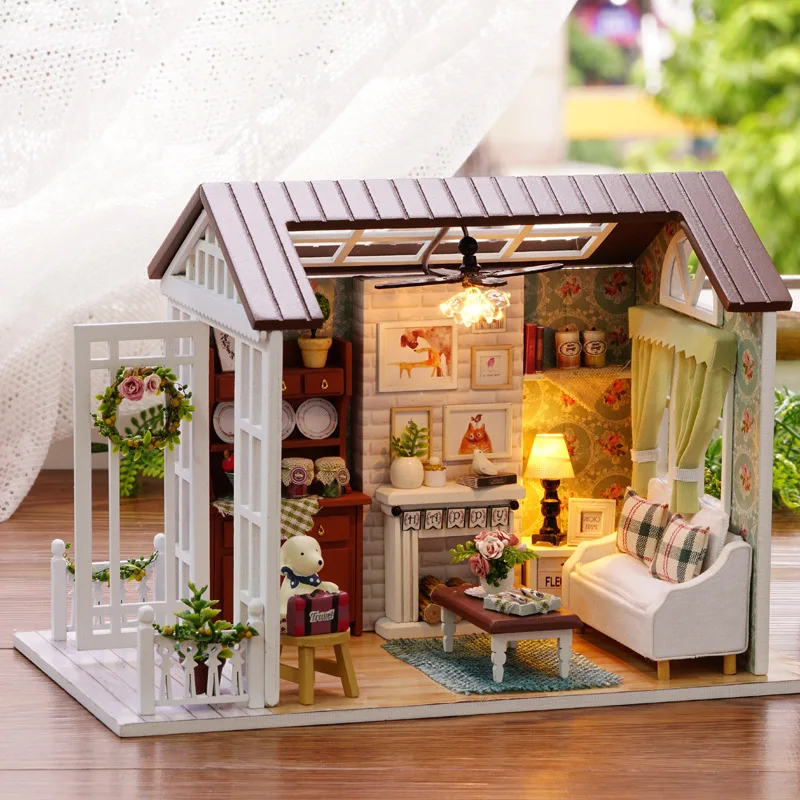 

Fine furniture DIY Doll House Wodden Miniatura Doll Houses Furniture Kit Puzzle Handmade Dollhouse Toys For Children girl gift09