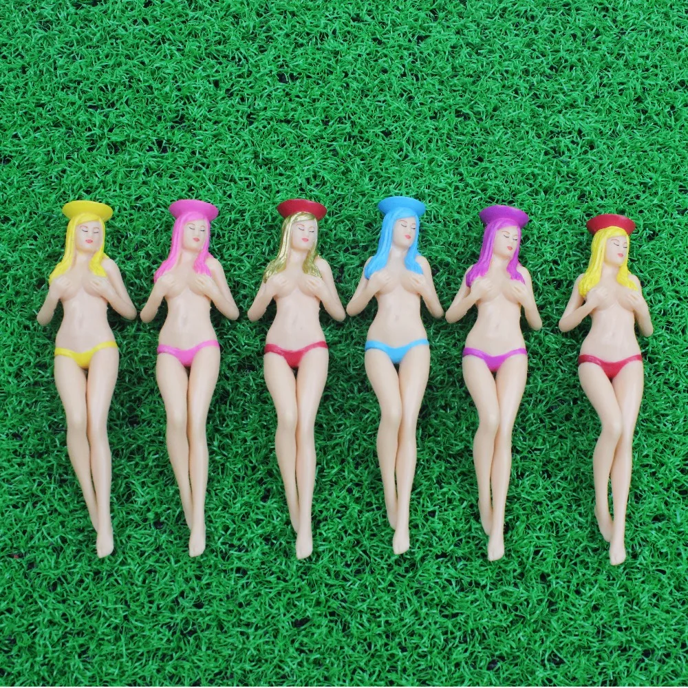 CRESTGOLF Style 6pcs/Pack Size 75mm(2.95inch) Sexy Bikini Lady Golf Tees Gift Newest Design Plastic Golf Tees Golf Accessories