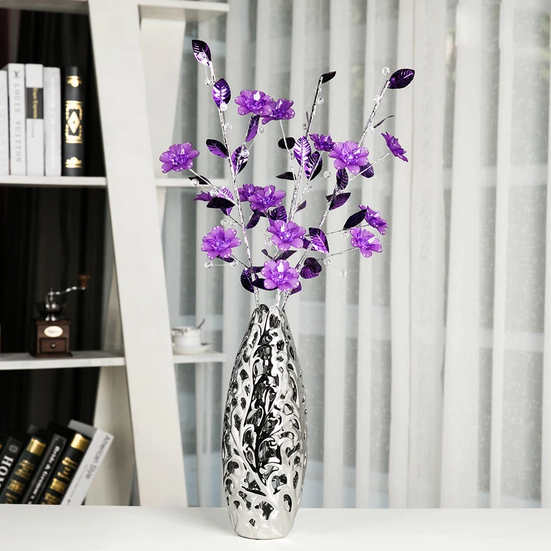 

glass vases good quality fake flower decoration Crystal flower Figurines tabletop Office&home decorative accessories