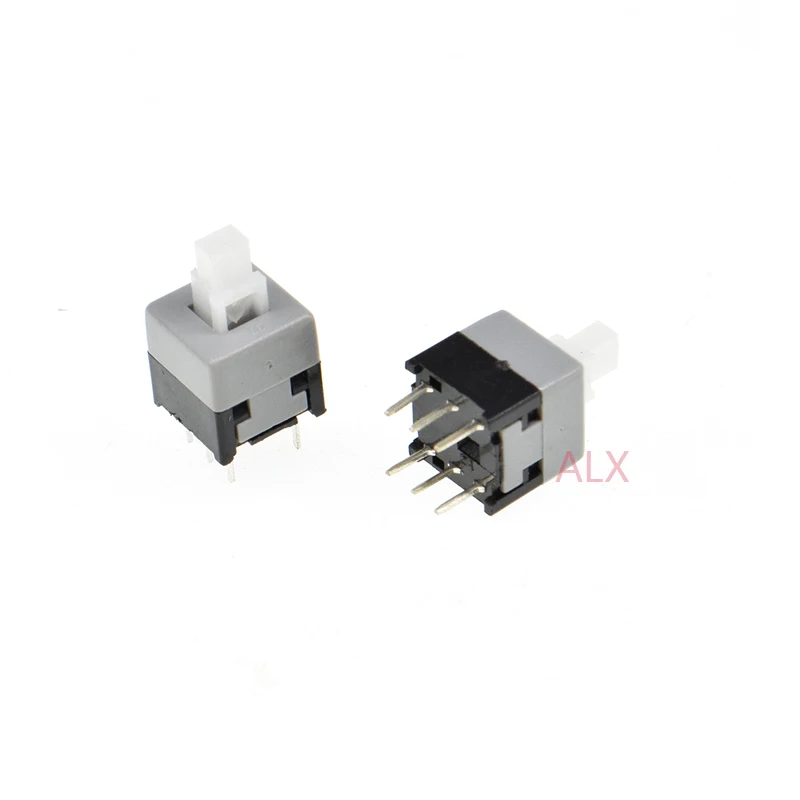 30PCS 8.5X8.5MM 6PIN Self locki push button switch Micro TAcT Key Switch   Self-locking power SWITCH ON/OFF 8.5*8.5 8.5X8.5