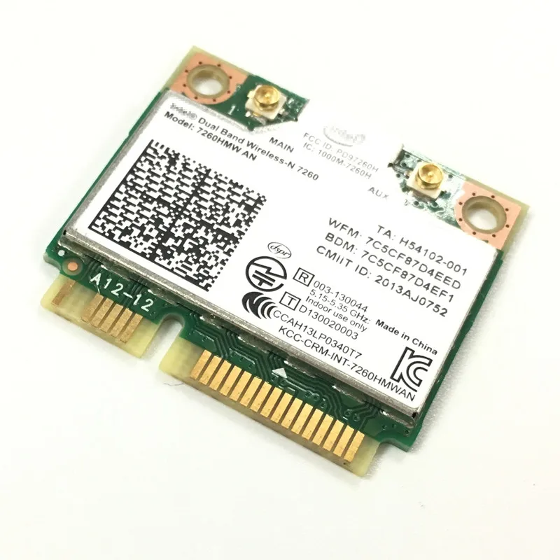 Placa sem fio de banda dupla para Mini PCI-E, 300Mbps WiFi, 2.4G, 5G, 7260HMWAN, 7260, 7260, 7260, Bluetooth 4.0