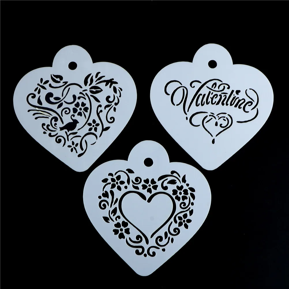 Plantillas de café de plástico para capuchino, accesorios de cocina de 9,5x8,5 cm, Set de 3 unids/set
