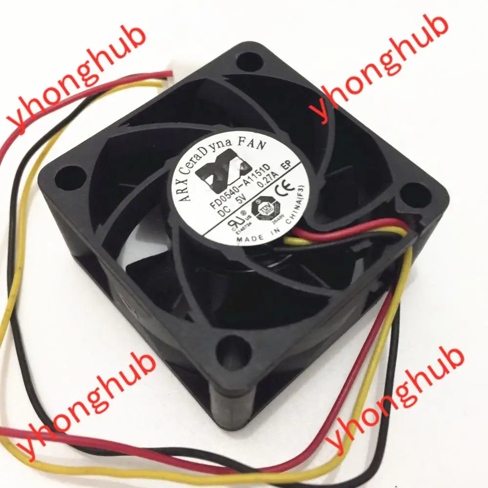 

ARX FD0540-A1151D DC 5V 0.27A 40x40x20mm 3-wire Server Cooling Fan