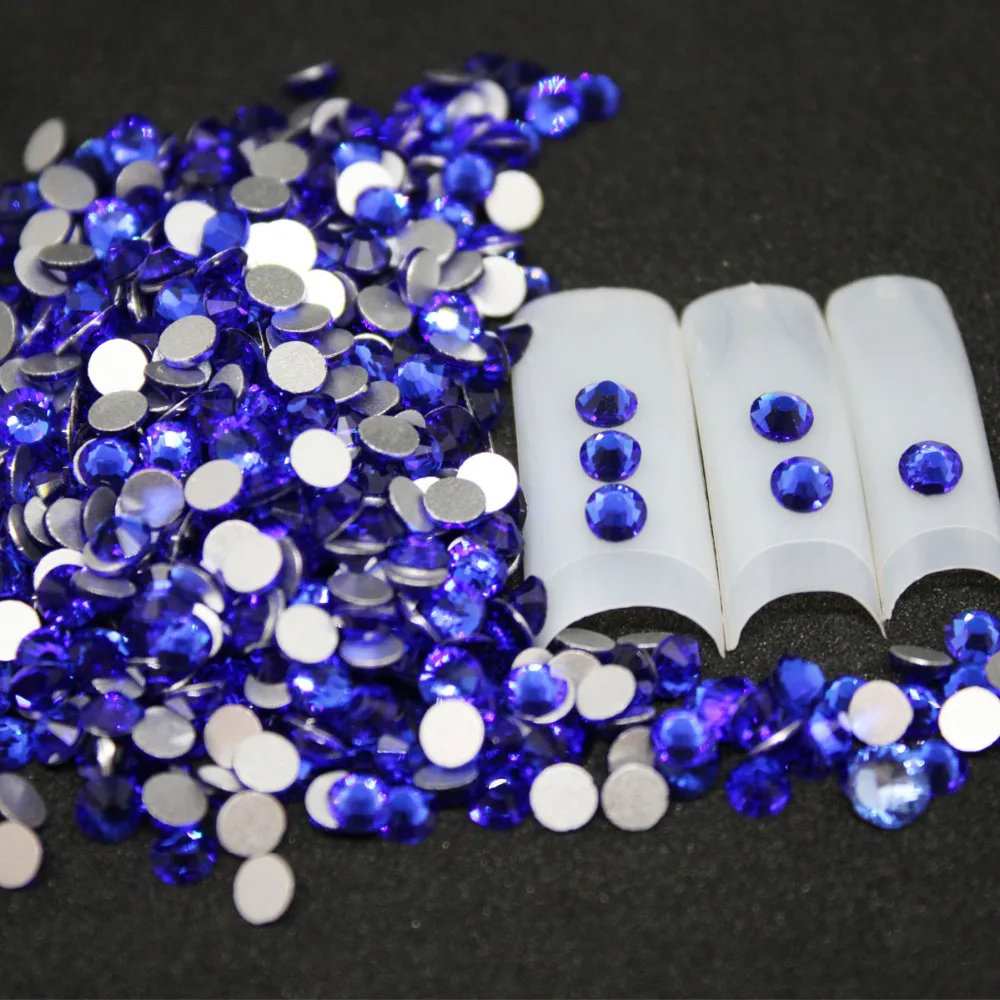 1440 pcs/Pack SS6-SS8 Sapphire Nail Art Decorations Rhinestones For 3d Charm Glass Flatback Non Hotfix DIY Nails Decorations