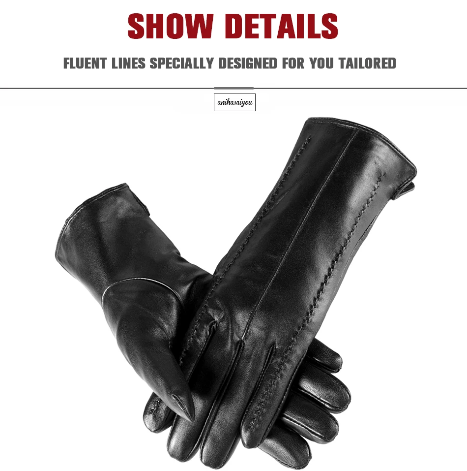 White Leather Women's Gloves, Genuine Leather, Cotton Lining Warm, Fashion Leather Gloves, Warm Winter Gloves -2226