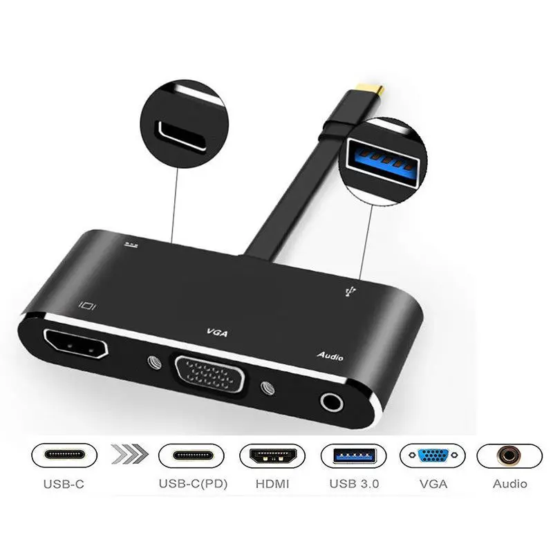 USB C HUB Audio to HDMI-compatible VGA USB 3.0 Adapter Dex Station for Samsung S8 S8 Plus Note 8 For Nintendo Switch MacBook