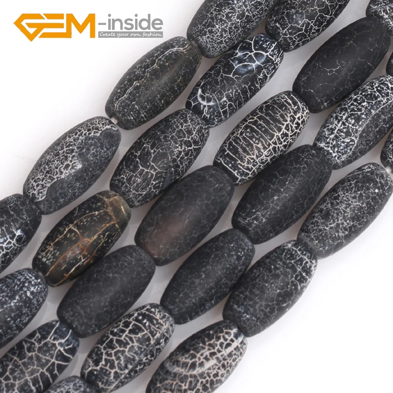 6x13mm 10x30mm Oval Egg Natural Black Agates Stone Loose Beads for Jewelry Making DIY Gifts Strand 15 Inches GEM-inside