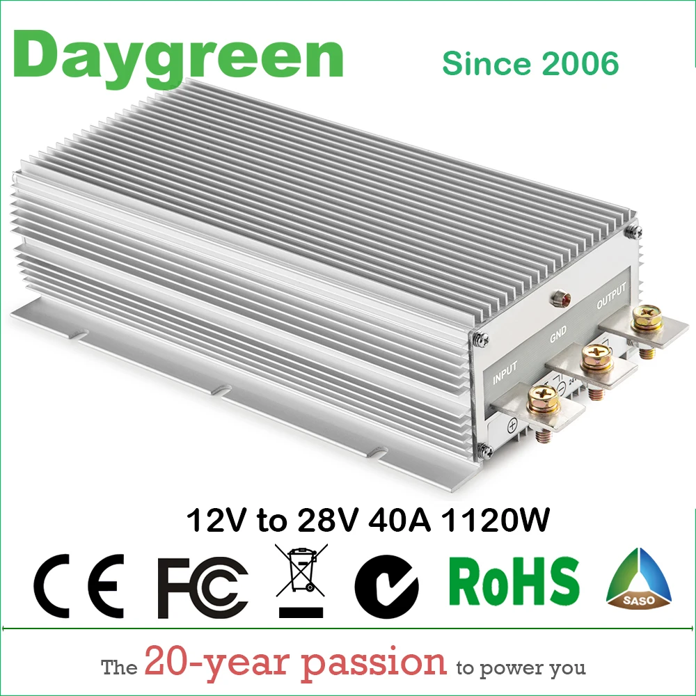 12V TO 28V 40A STEP UP DC DC CONVERTER PROMOTION 12VDC TO 28V DC 40 AMP 1000Watt H40-12-28 Daygreen CE RoHS Certificated