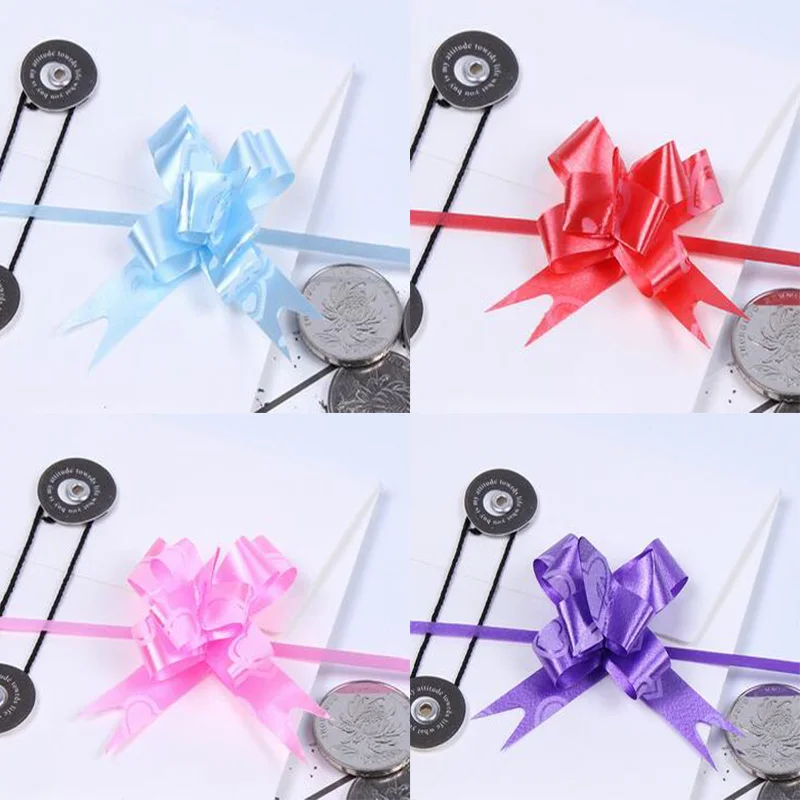 100PCS Beautiful Luster solid Color Pull Bow ribbon for gift Flower bowknot Gift Packing Party Wedding Car Room Decoration