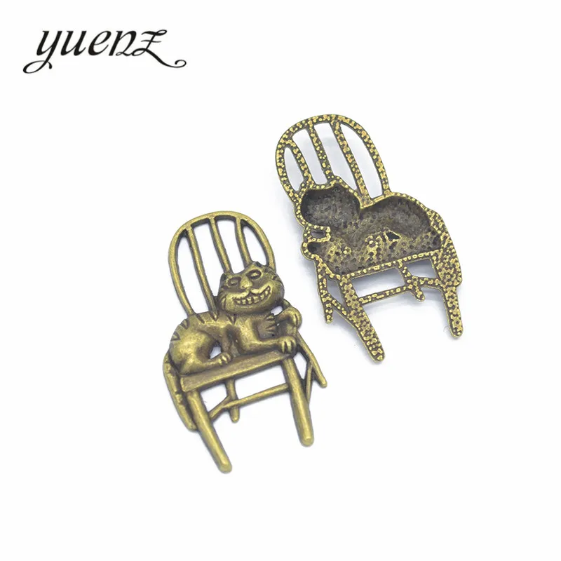 YuenZ 5 pcs Antique Silver color Chair cat Charm fit for style Bracelets Necklace DIY Metal Jewelry Making 41*22mm D9169