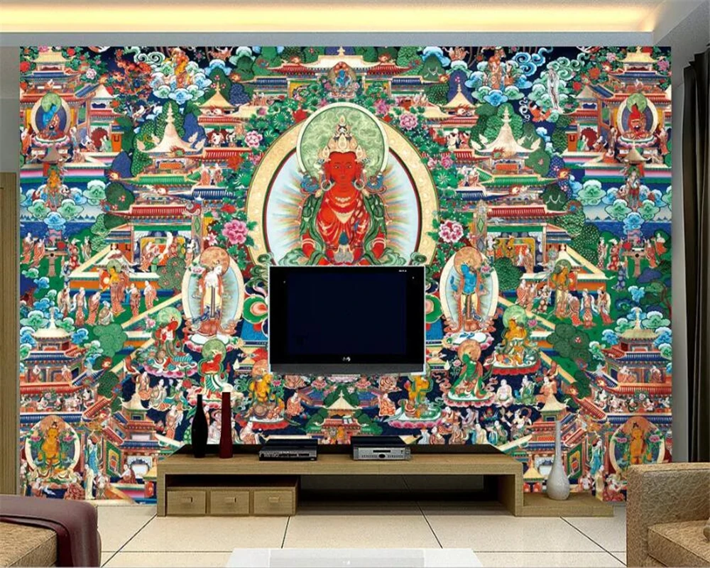 beibehang Custom wallpaper 3d temple Buddhist mural bodhisattva like background wall painting living room bedroom 3d wallpaper