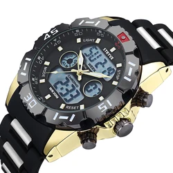 Stryve Mens Watches Top Brand Luxury 30m Waterproof Sports Male Led Clock Military Big Dial Quartz Digital Dual Display Watches