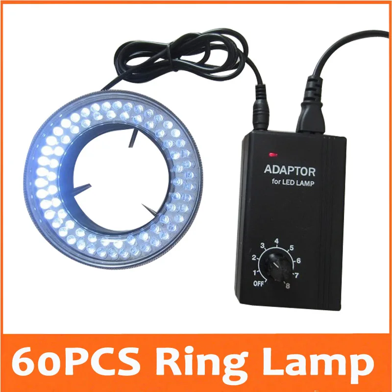 60pcs Lamps Illuminated Adjuatable White Light Stereo Microscope LED Ring Bulb Lamp Input Power 6W Suit for 110v-240V