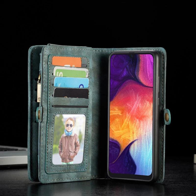 For Samsung Galaxy A50 A50s Case Zipper Leather Wallet Cover Case for Coque Samsung Galaxy A50 A 50 A505F Phone Bag Case Fundas
