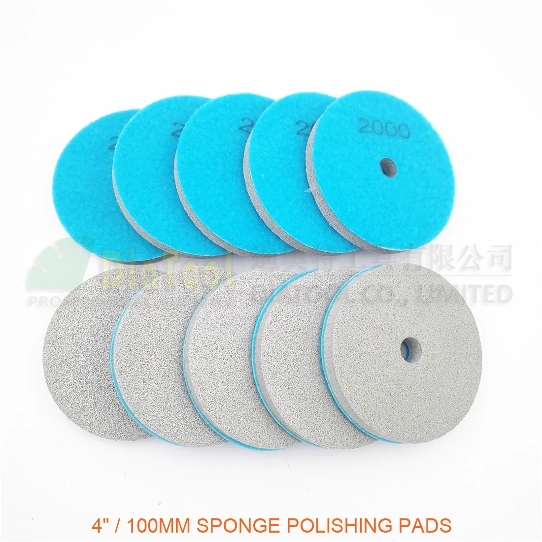 DIATOOL 10pk 4inch Diamond Sponge Polishing Pads For Soft Stone Marble Artificial Stone Terrazzo Floor Grit #2000 Diameter 100MM