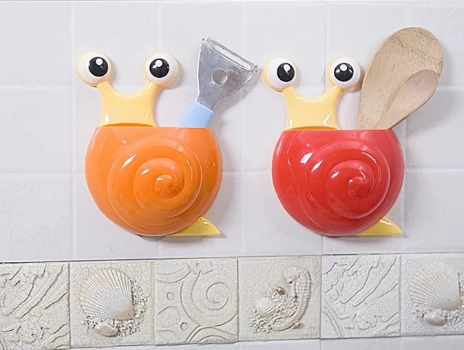 1PC  Toothbrush holder for Bathroom set Product Cute Cartoon Sucker Hook Toothbrush Holder Snail Bathroom Shelf OK 0525