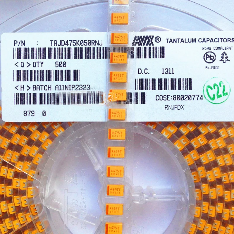 SMD Tantalum Capacitor D Series 7343 2.5V330uF 4V470uF (6V 680uF) 6.3V 10V(100uF 220uF 330uF) 16V 25V 35V 50V(4.7uF 10uF)