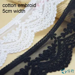 5cm 2 Colors Cotton Embroided Lace Ribbon Guipure Trim Fabric DIY Sewing Accessories Supplies African French Lace Applique#3545