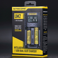 Wholesale NITECORE UM2 Automatic Universal 3A Quick Charger Intelligent USB Dual-Slot  LCD Display Li-ion IMR Battery