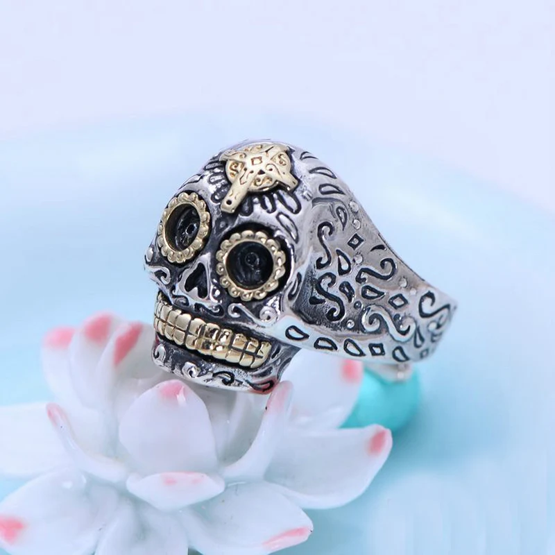 S925 Sterling Silver Open RingPersonality PopularFashion Simple Cross Skull Styling Jewelry to send Trendy 2023 New Hot Gift