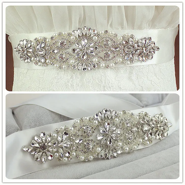 Cinturón de boda a la moda para mujer, faja nupcial con diamantes de imitación de cristal y perlas, accesorios de boda, Envío Gratis, 2016