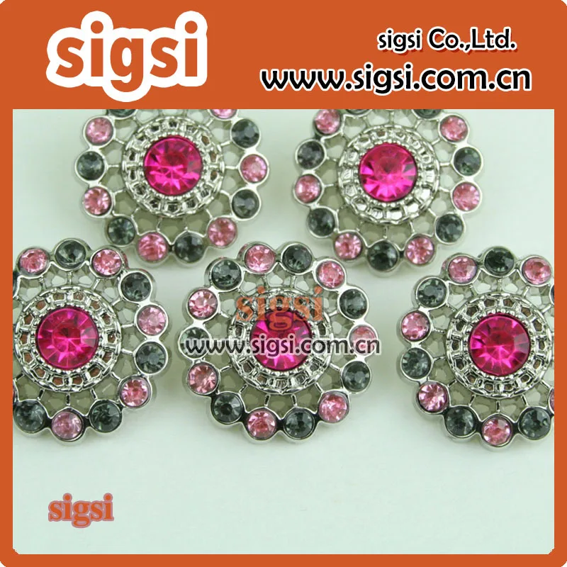 special deign color flower model customized acrylic rhinestones button