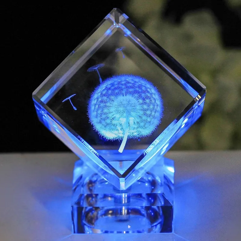 3D Laser K9 Crystal Rose Incisione Cubo LED Base Per il Giorno di san valentino Di Compleanno Regali di Anniversario di Nozze