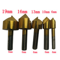 Higth Quality 5Pcs Single Flute 90 Degree Edge Chamfer Set Countersink Drill Bit 6-19 mm Woodworking Tools high carbon steel Bit