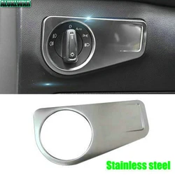 Matte Head Lamp Light Switch Covers Car Stainless Steel Headligt Control Protective 2017 To 2021 for Volkswagen VW Tiguan Mk2