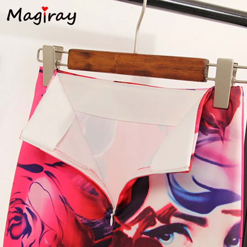 Magiray-Jupe crayon taille haute à imprimé floral pour femme, jupes moulantes à la mode, longueur au genou pour femme, Saia élastique, 23 couleurs, C574