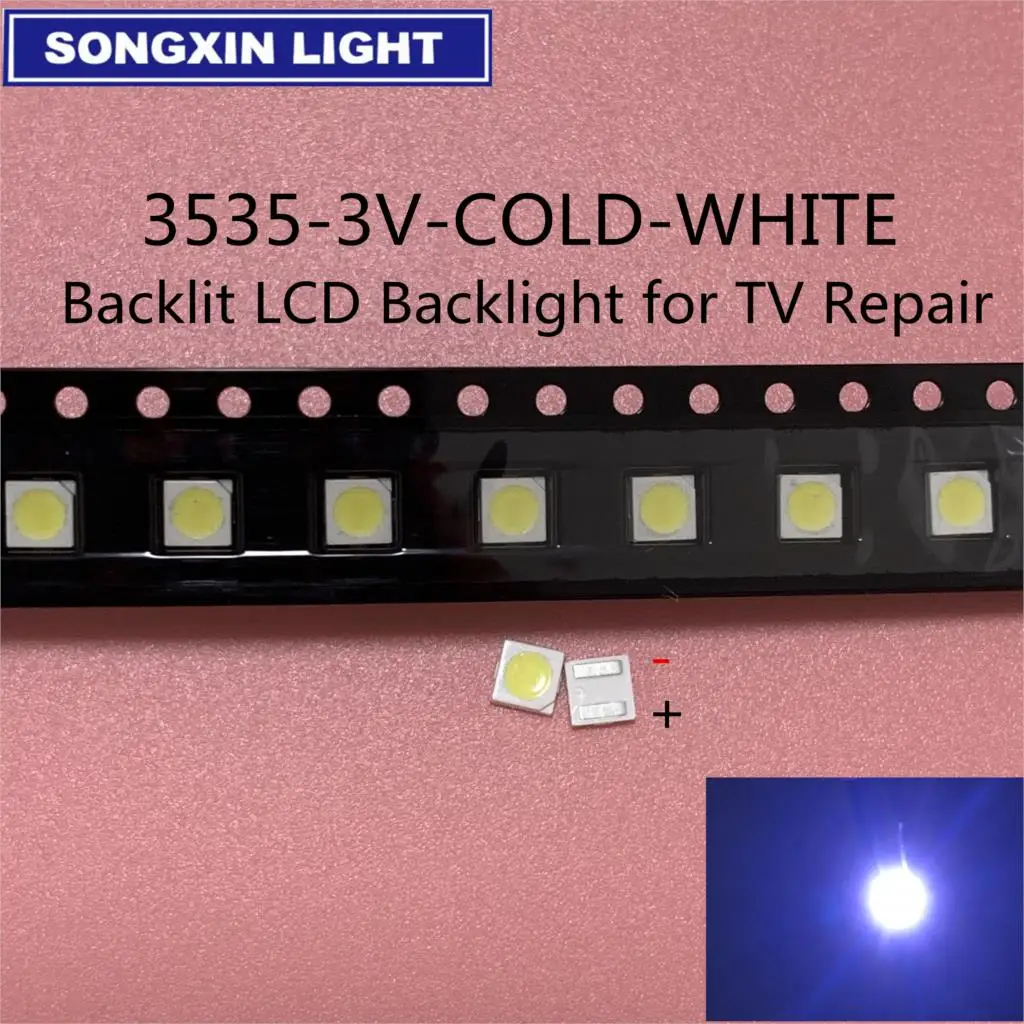 200PCS 2W 6V 3535 3V TV Backlight LED SMD Diodes Cool White LCD TV Backlight Televisao Backlit Diod Lamp Repair LG Application