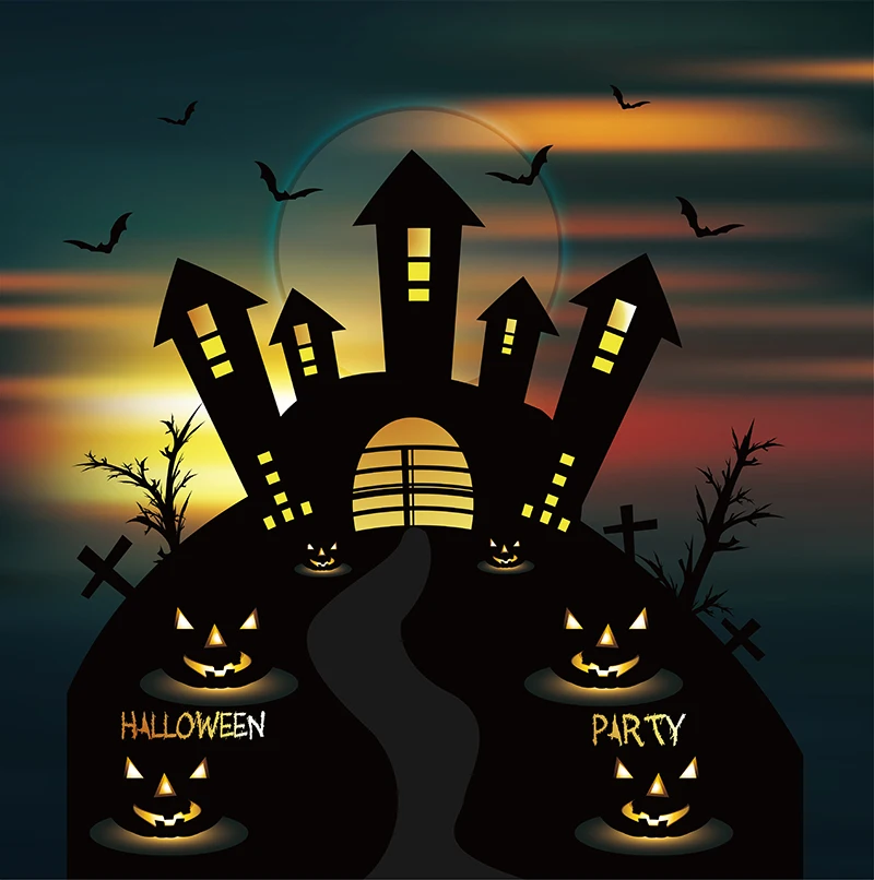 Allenjoy-fondo fotográfico de vinilo para estudio fotográfico, vinilo para sesión fotográfica, calabaza, murciélago, castillo, cementerio, Halloween, bebé encantador