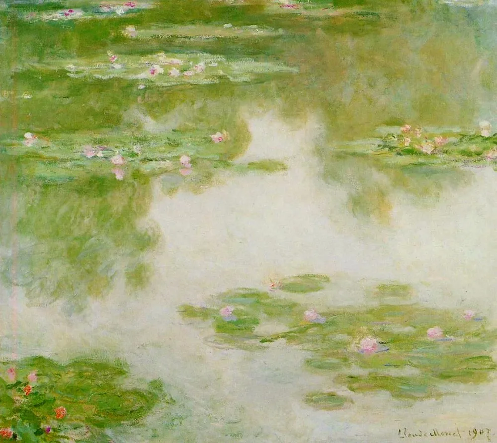 

100% handmade landscape oil painting reproduction on linen canvas,water-lilies-28 by claude monet