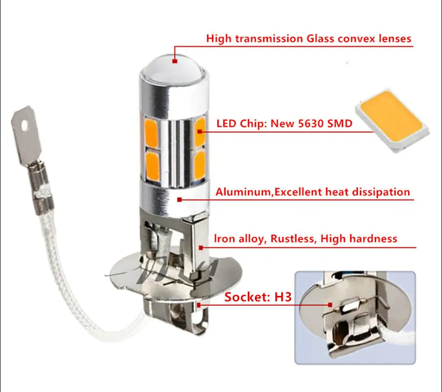 Luz do carro do diodo emissor de luz nevoeiro conduziu a lâmpada de alta potência-farol 12v 5630 k do estacionamento da fonte de luz do carro dos