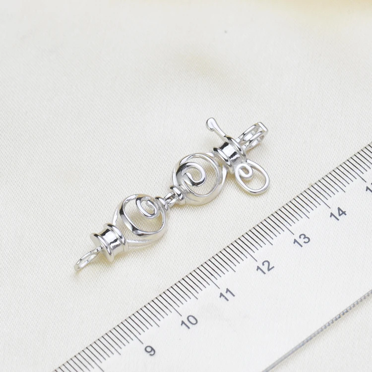 S925 Solid Silver Pot Design Pearl Pendant Holder Women DIY Pearl Pendant Findings Silver Color 3Pcs/Lot