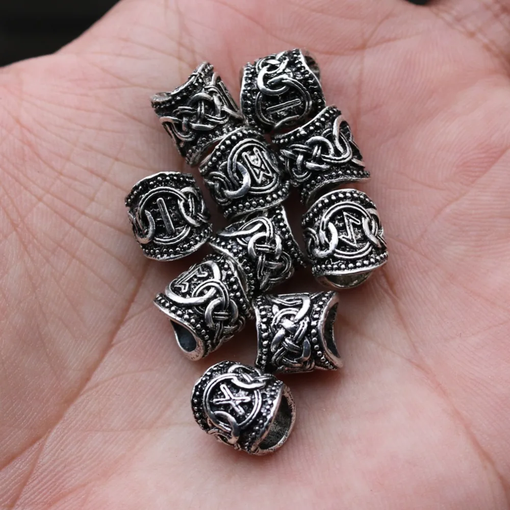 24 pcs Viking Runes bead Pendants Tibetan Silver Charms For Bracelet Jewelry Making 6mm Beads Vikings Accessories slavic image 3