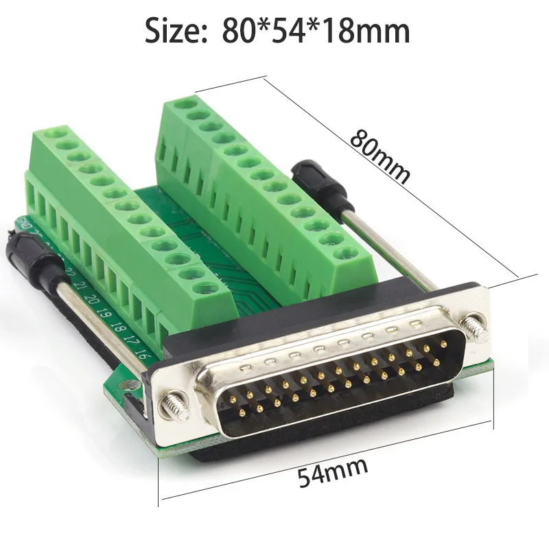 D-SUB Connectors DB25 25Pin Male DB25 Female Adapter Board RS232 Serial to Terminal Signal Module 25Pin PCB Board  Connectors