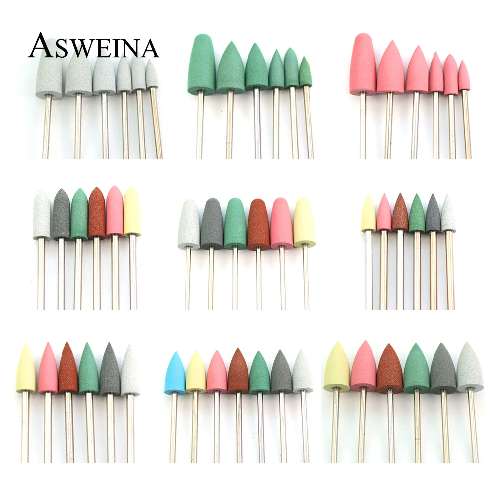 

6pcs Silicone Nail Drill Bit Electric Rotary Burr Bits Set Polishing Buffer Files Manicure Pedicure Machine Accessories Tools