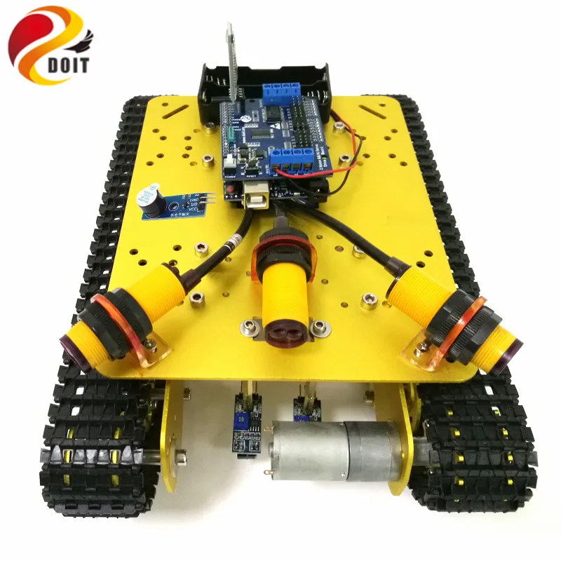 DOIT Bluetooth Control Tracking Obstacle Avoidance Tank Chassis TS100 for Arduino Board+Motor Drive Shield Board DIY RC