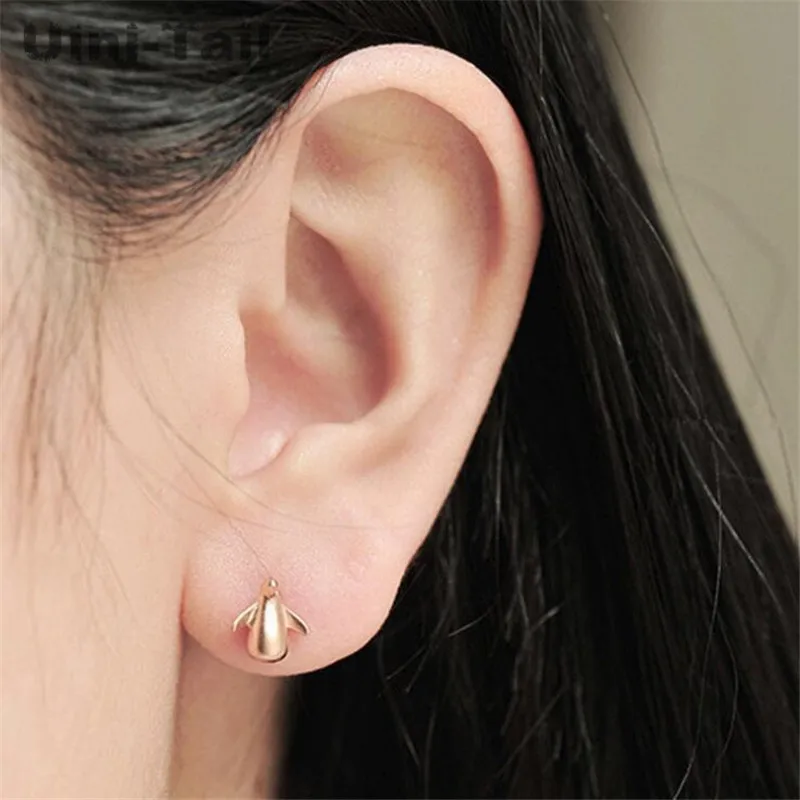 Uini-Tail hot new 925 Tibetan silver cute little penguin earrings Korean fashion tide flow hypoallergenic high quality jewelry