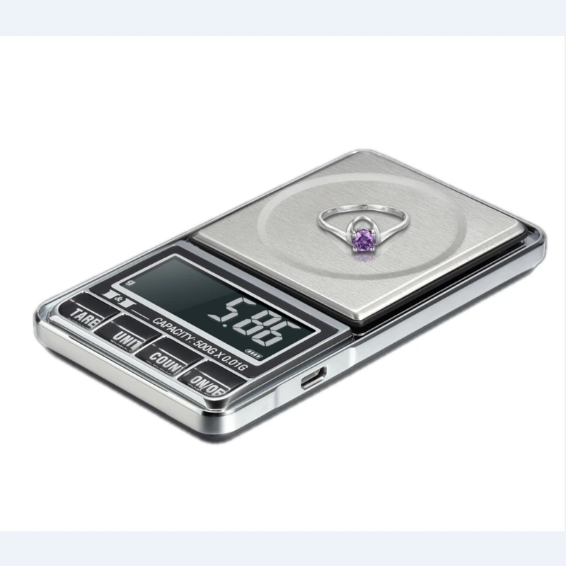 0.01g Digital Scales Mini LCD Electronic Jewelry Gold Scale Gram Pocket Counting Scales USB Power Libra Weight Balance 100g-600g