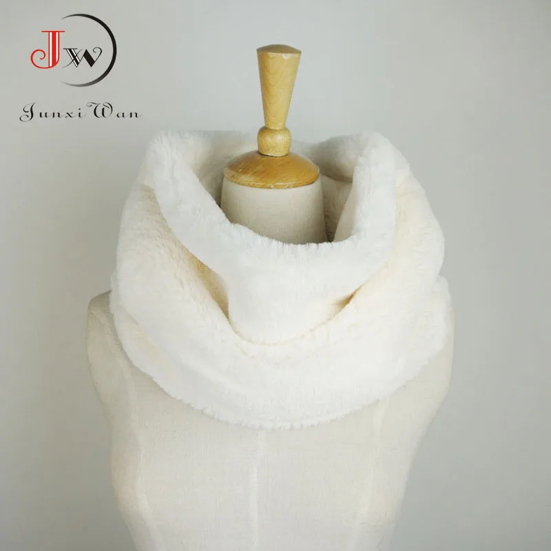 Rabbit Fur Winter Scarf Women Faux Fur Collar Ring Scarves Lady Pashmina Wraps Shawls Winter Bandana foulard Cashmere