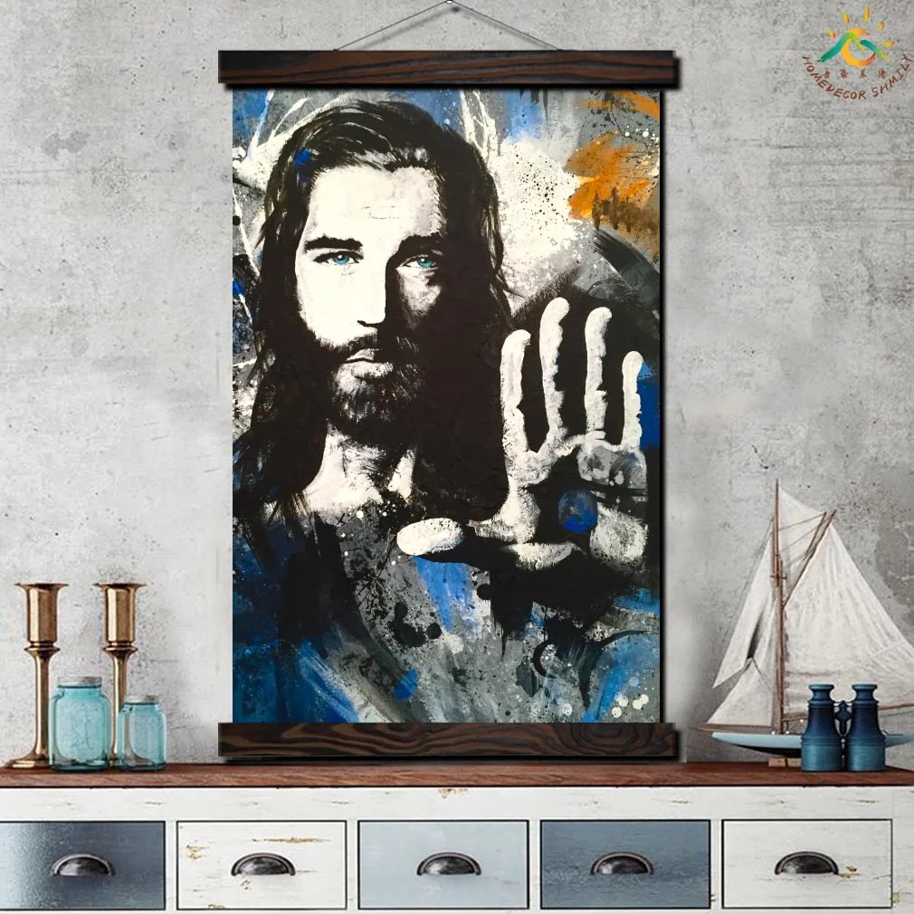 Result for Jesus Modern Wall Art Print Pop Art Picture And Poster Solid Wood Hanging Scroll Canvas Painting Canvas Poster Art