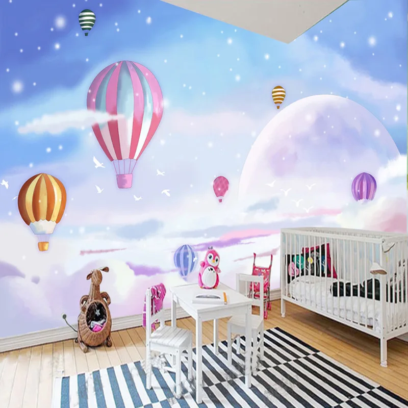 

Custom 3D Cartoon Wall Cloth Hand-painted Mediterranean Balloon Children For Kids Room Background Wall Mural Photo Wallpapers 3D