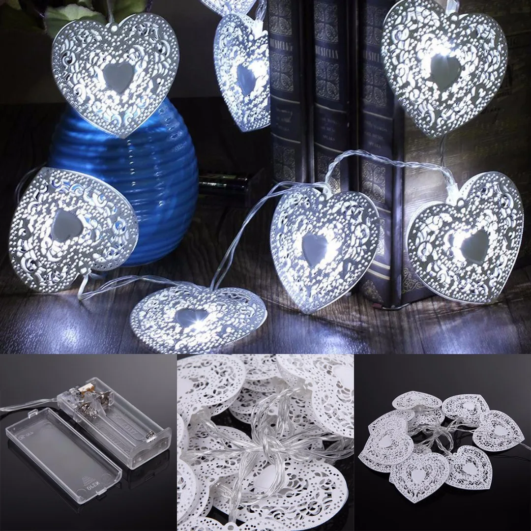 

Fashion Heart Love Shape 10 LED String Light Outdoor Wedding Party Xmas Light Lamp White