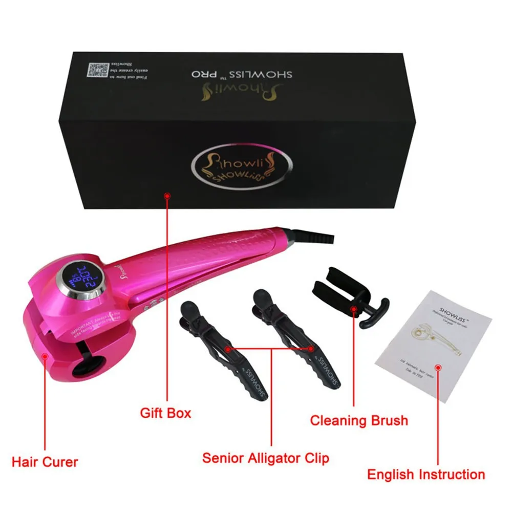 High quality 2018 New LCD Display Hair Styling Tools Pro Hair Curler Styler Heating Automatic Hair Curl Roller Curling Wand Pink