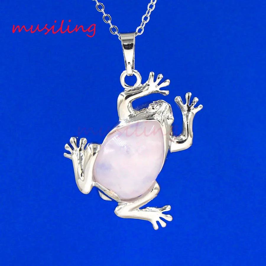 Natural Stone Frog Water Drop Bead Pendant Crystal Pendant Pendulum Silver Plated Accessories Charm Jewelry 18X Mix Order