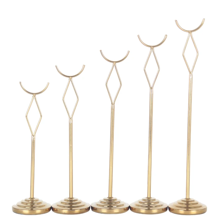 

Gold stainless steel table number holders High Qualtiy Semicircle 8/10/12/14 inch wedding party patable number stands