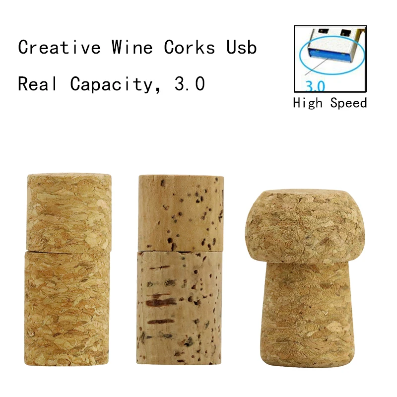 

3.0!Wine Bottle Stopper Wood Cork USB Flash Drive 4GB 8G 16G 32GB 64GB Pen Drive Pendrive Memory Stick Pendrive Gifts for PC