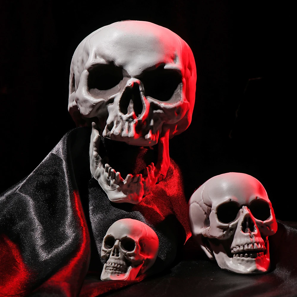 1PC Halloween Style All Size Human Skull Head Skeleton Photo Prop Home Party Decor Game Supplies Hanging Decor